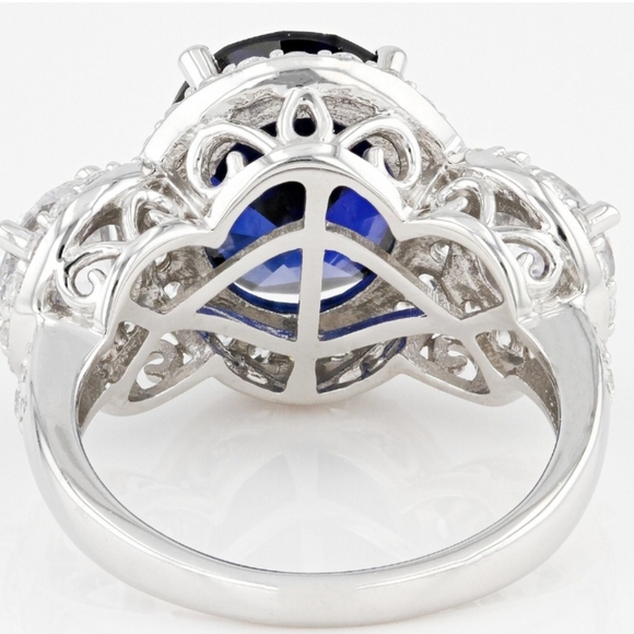 GENUINE BELLA LUCE 12CTTW STERLING SILVER SEPTEMBER BIRTHSTONE SAPPHIRE CZ RING7 - Picture 2 of 7